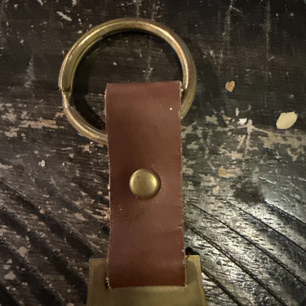 Vintage Marlboro Longhorn Steer Logo Leather, Solid Brass Charm Keychain!